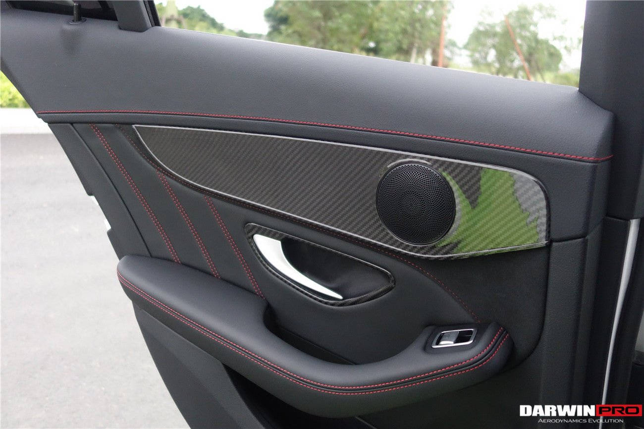 2015 - 2021 Mercedes Benz W205 C Class GLC X253 Carbon Fiber Interior Door Handle Cover Trim